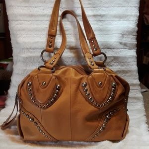 B. Makowsky pebbled leather studded shoulder bag